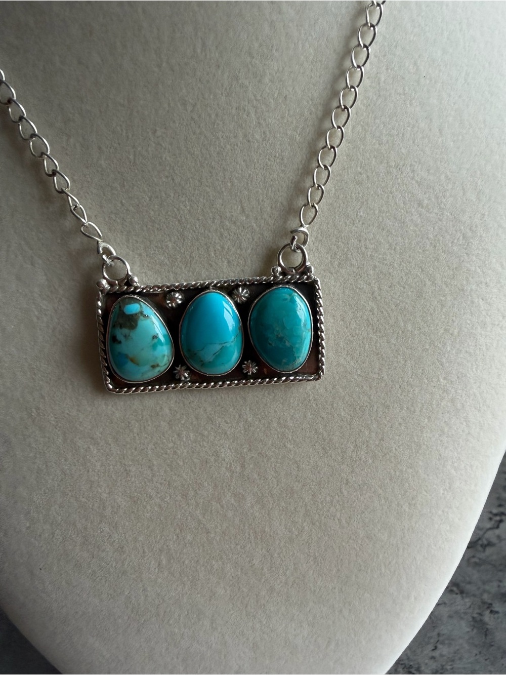 Turquoise Silver Pendant Necklace